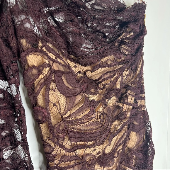 NWT New Emilio Pucci ONE SHOULDER GUIPURE LACE VISCOSE DRESS Brown Sz 6 - Picture 6 of 13